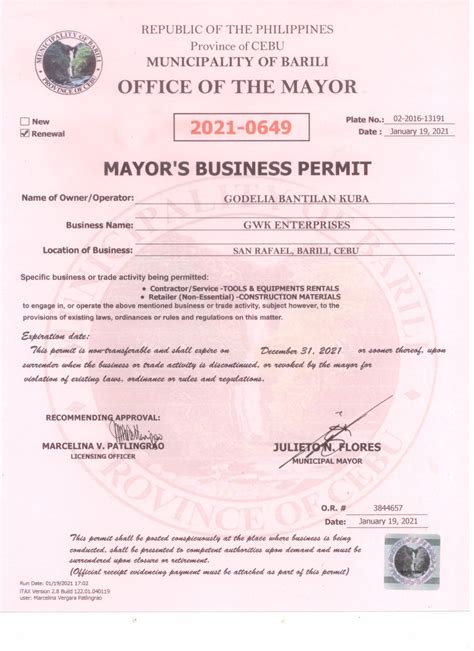 MAYOR'S PERMIT.